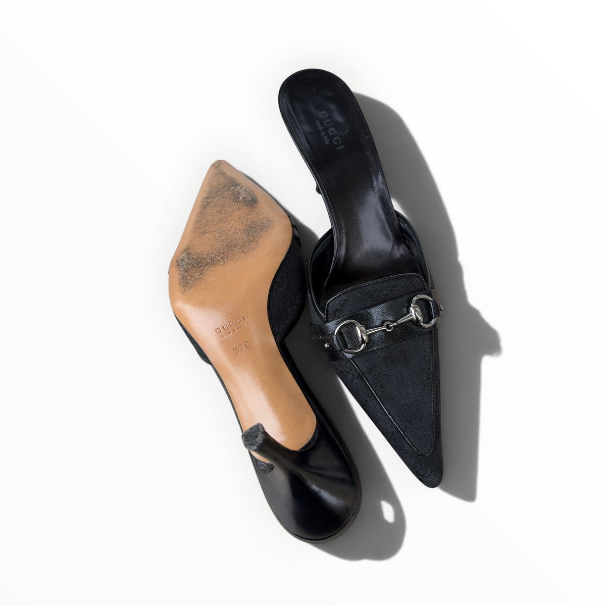Mules Gucci noires à mors argenté (Gucci Tom Ford)