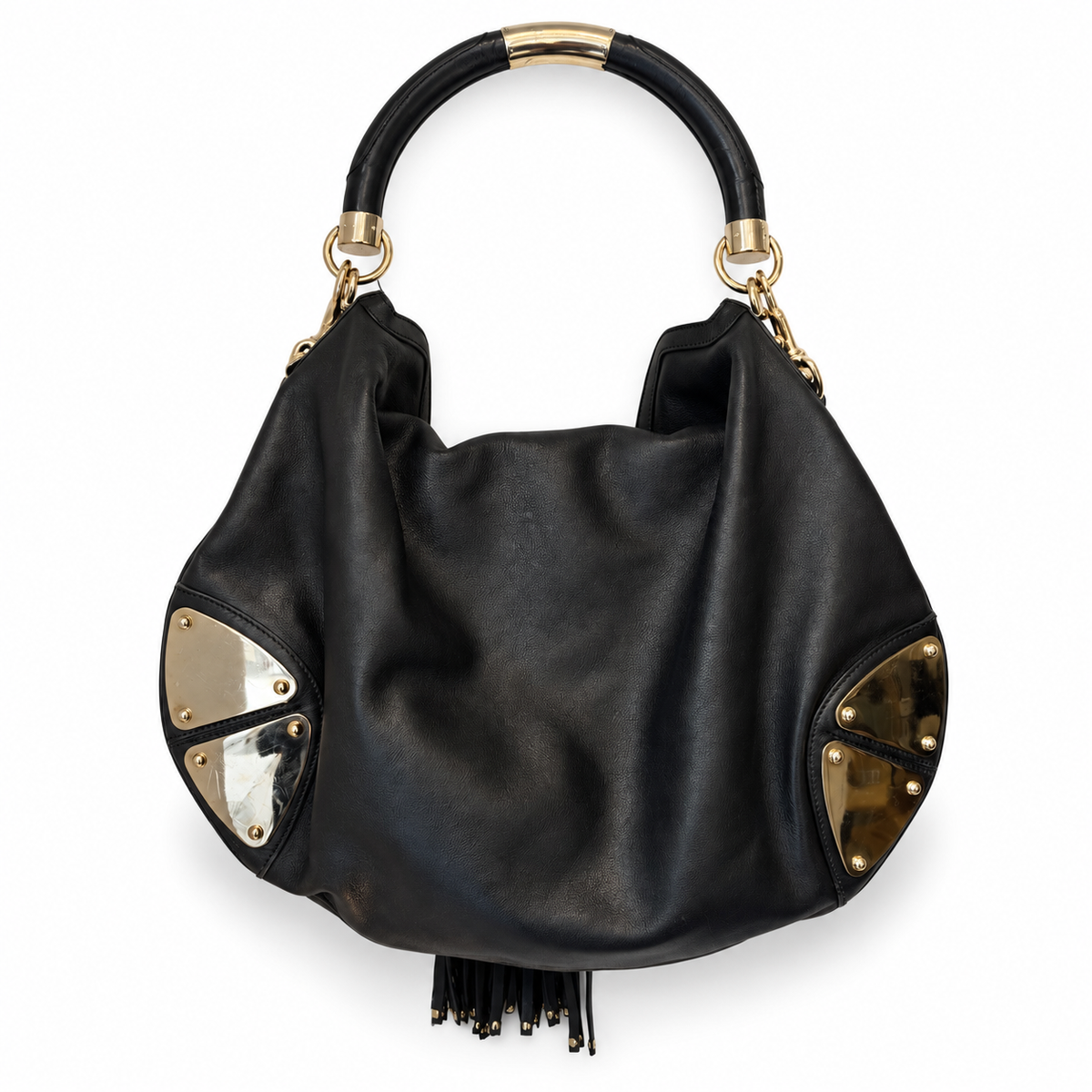 Sac Gucci Indy en cuir noir – Détails bambou et métal doré