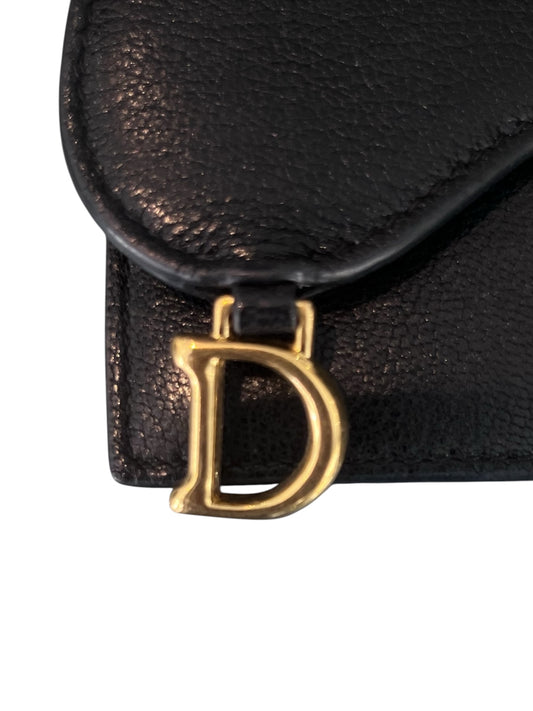Christian Dior Black Leather Saddle Card Holder