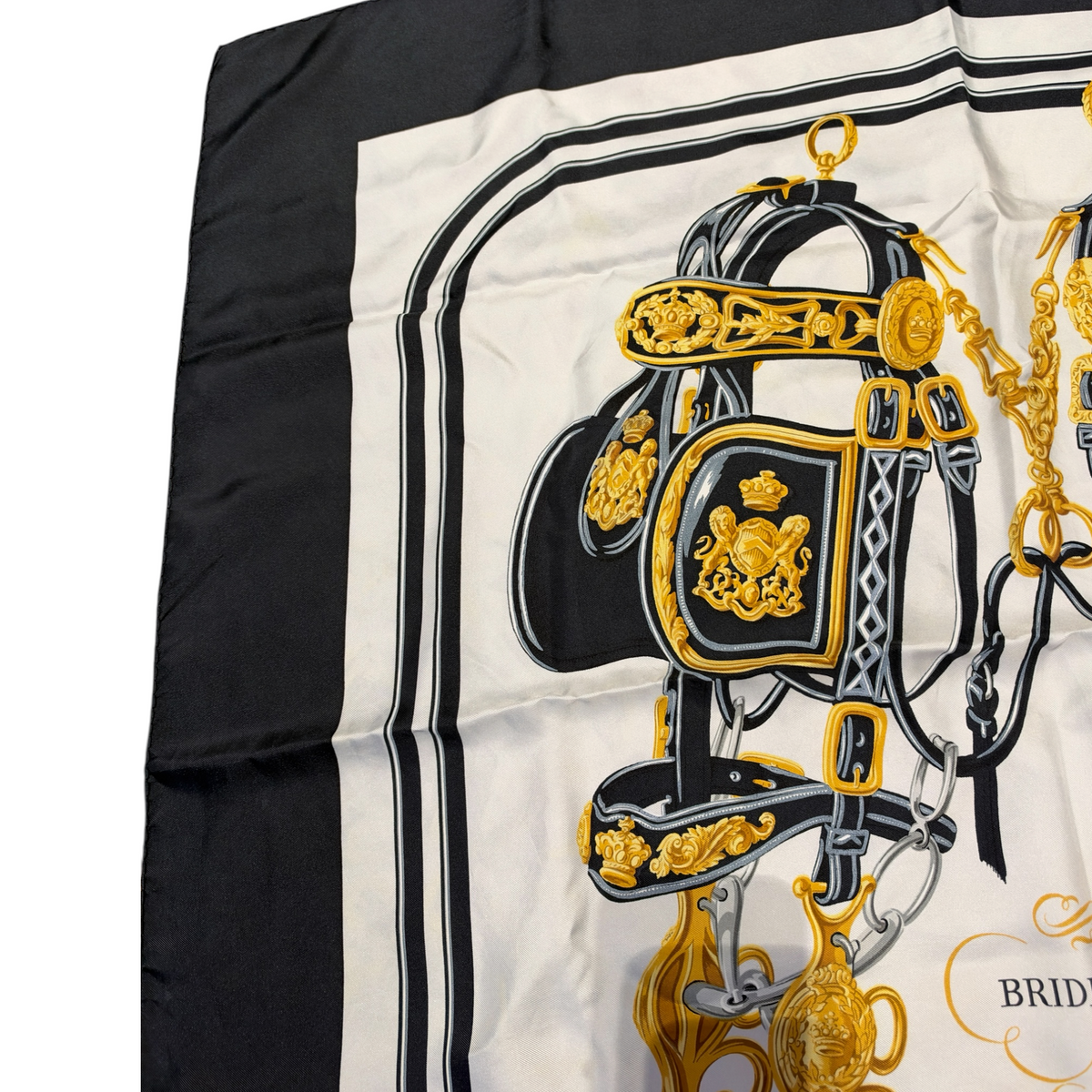 Hermès – Carré 90 en soie « Brides de Gala » noir