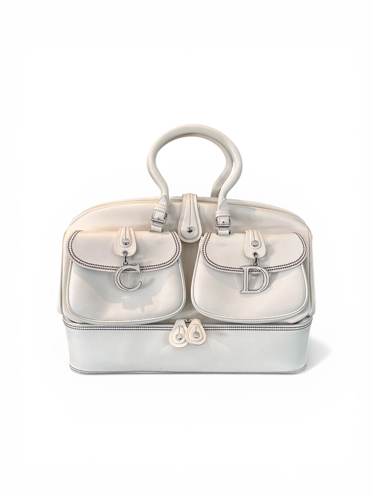 CHRISTIAN DIOR – Cream Leather Large Detective Bag