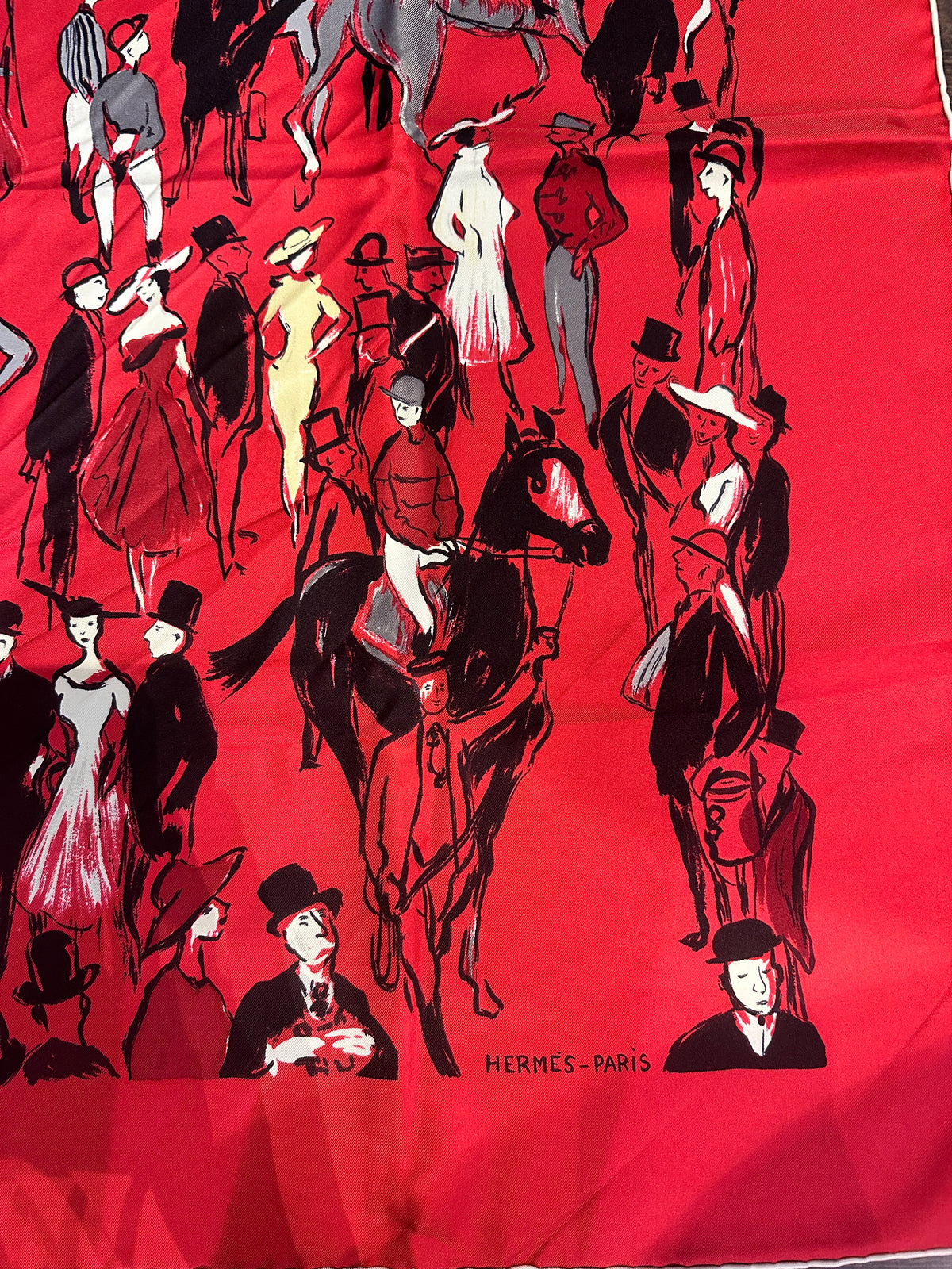 Carré Hermès 90 « Paddock » – Rouge