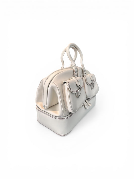 CHRISTIAN DIOR – Cream Leather Large Detective Bag