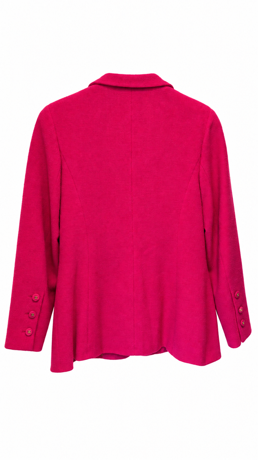 Veste Chanel Boutique rose fuchsia – Boutons CC dorés taille 38