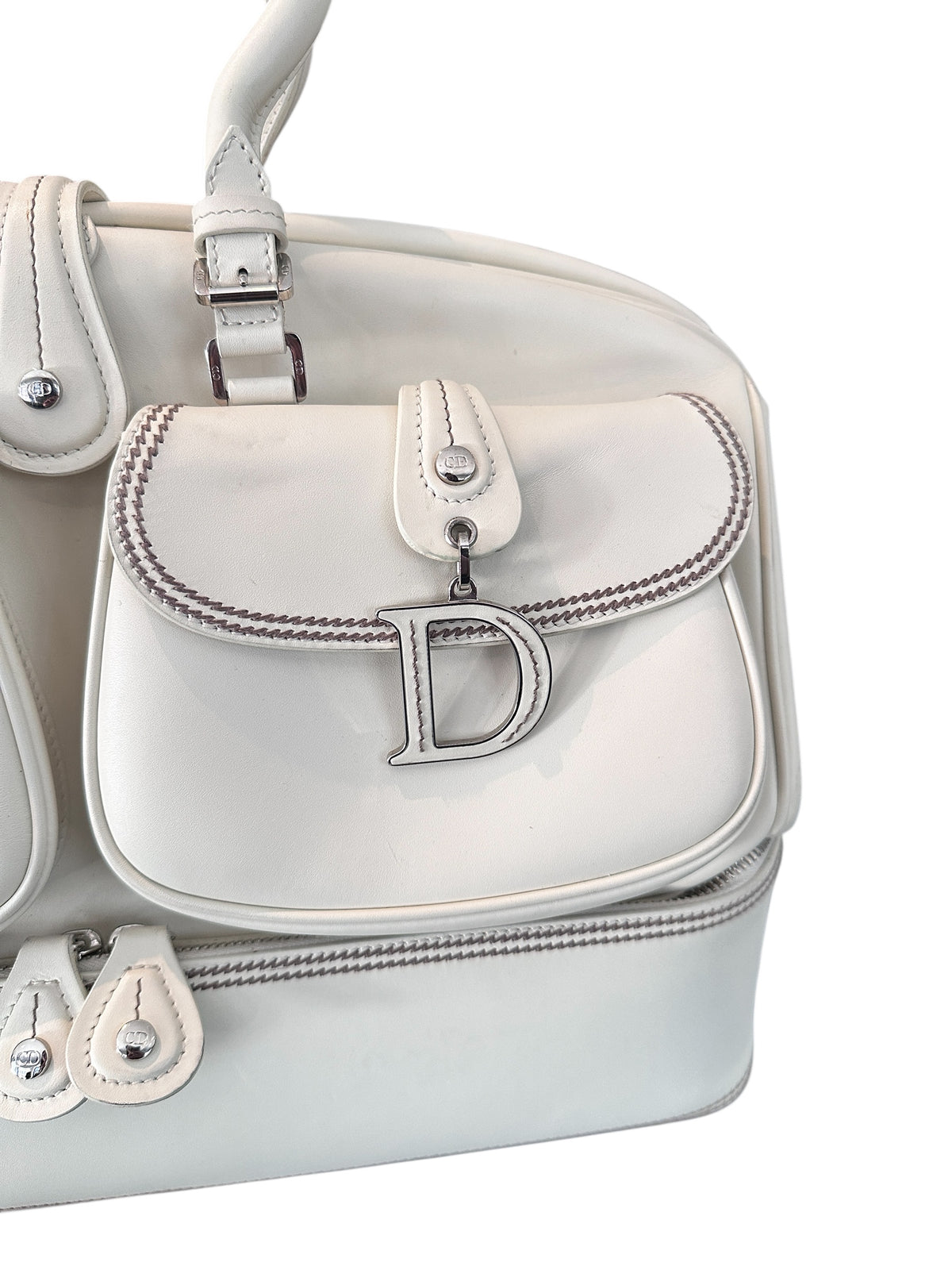CHRISTIAN DIOR – Cream Leather Large Detective Bag