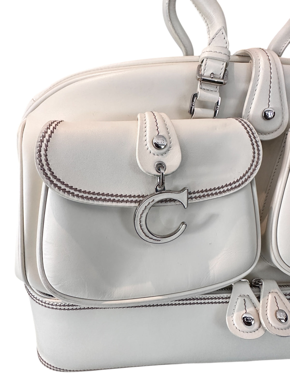 CHRISTIAN DIOR – Cream Leather Large Detective Bag