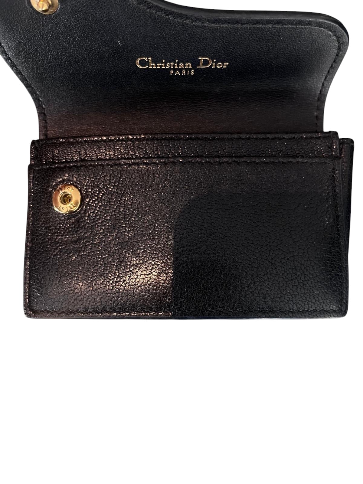 Christian Dior Black Leather Saddle Card Holder