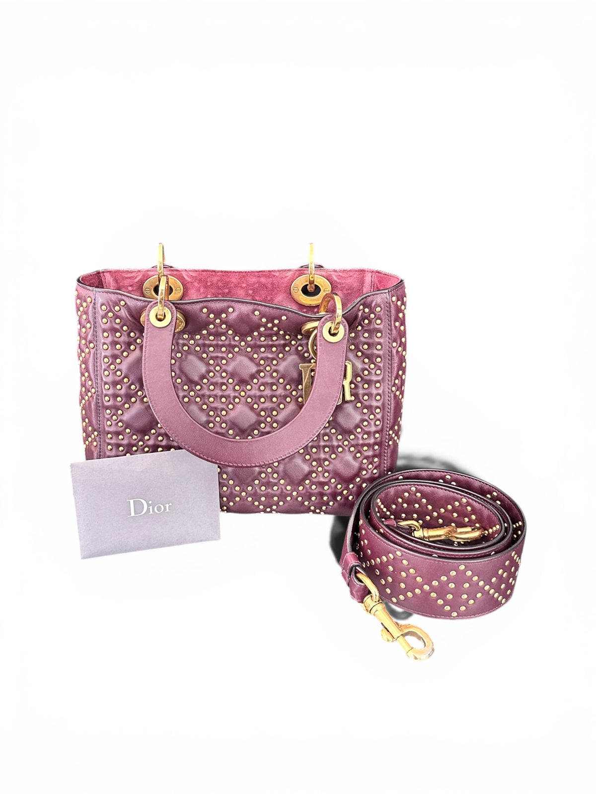 Christian Dior Lady Dior Medium Cannage Clouté Bordeaux.