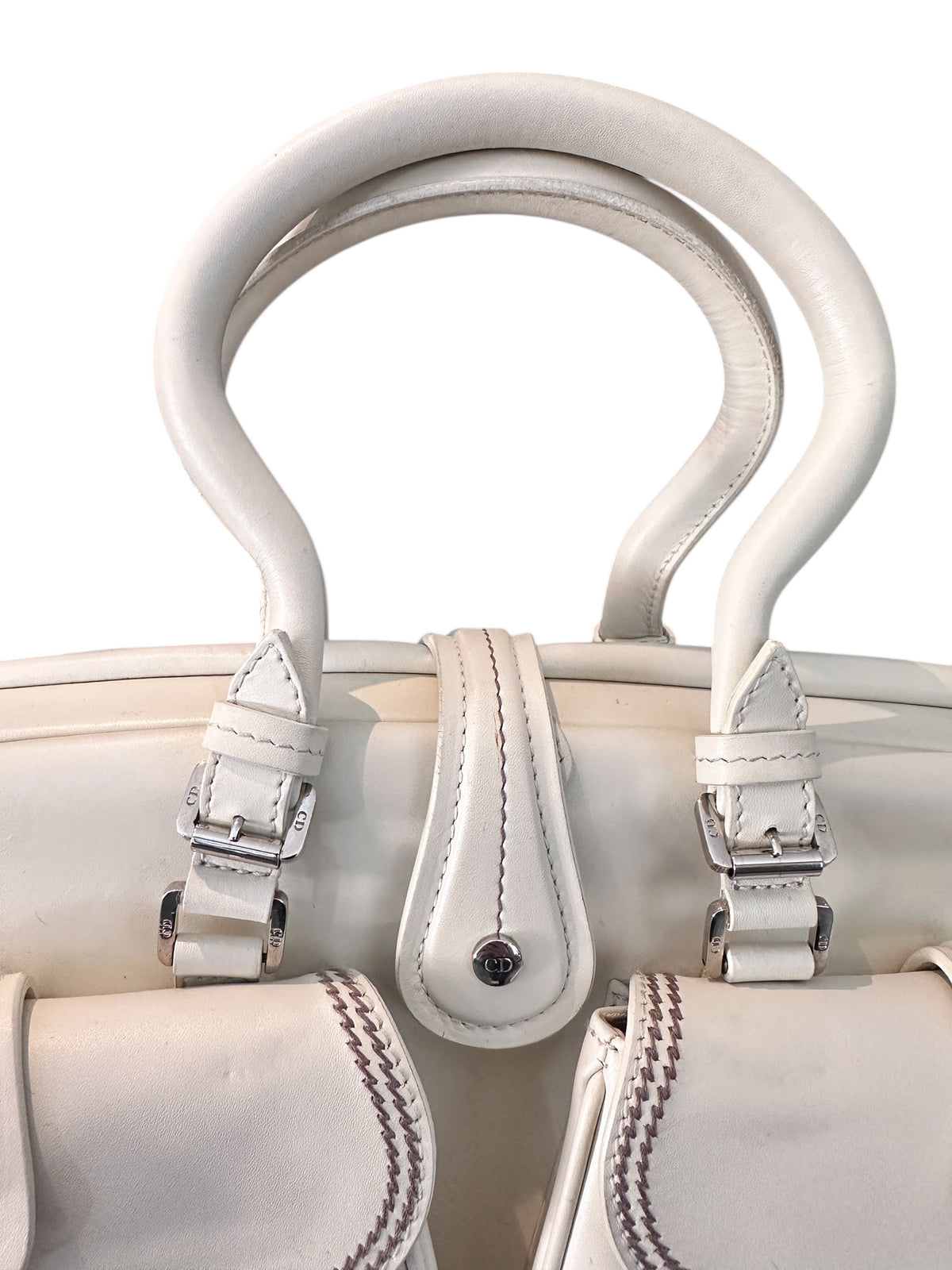 CHRISTIAN DIOR – Cream Leather Large Detective Bag