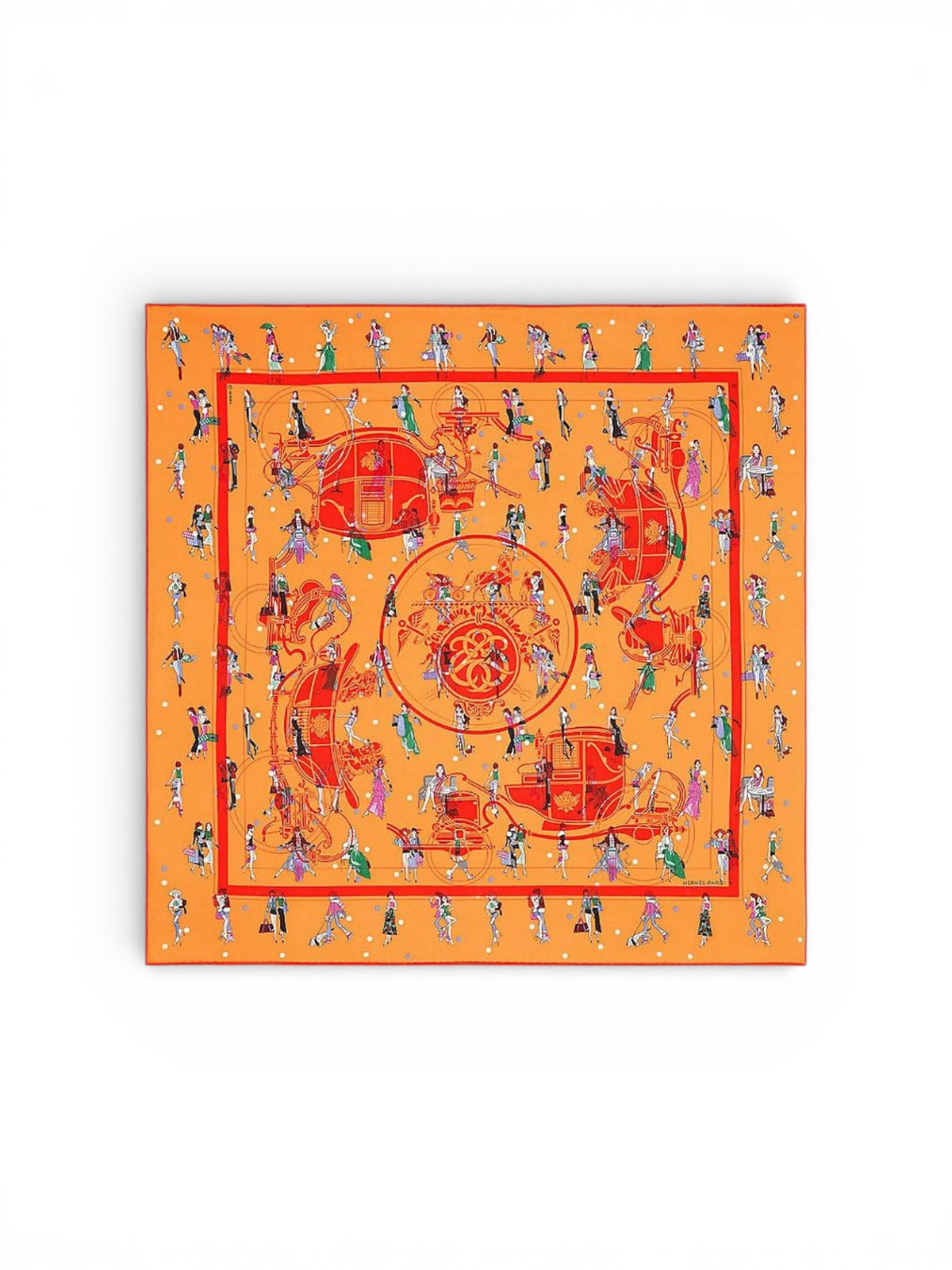 Hermès – Carré 70 “Ex-Libris Les Parisiennes” – Soie – Orange