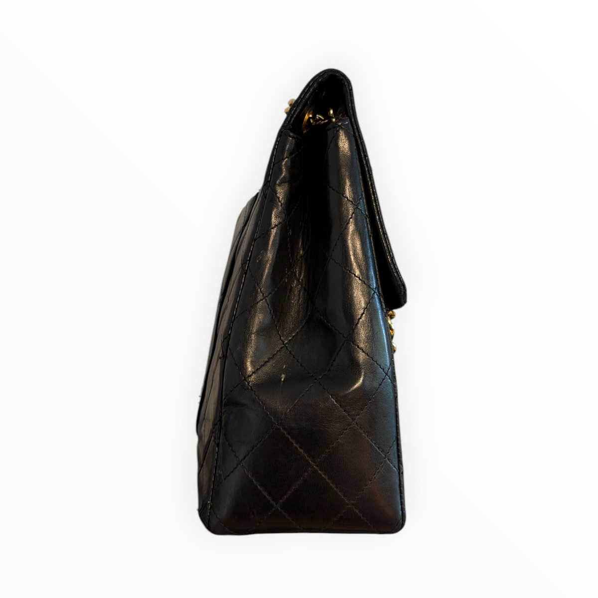 Sac Chanel Maxi Jumbo / Jumbo XL, vintage en cuir noir matelassé – Bijouterie dorée