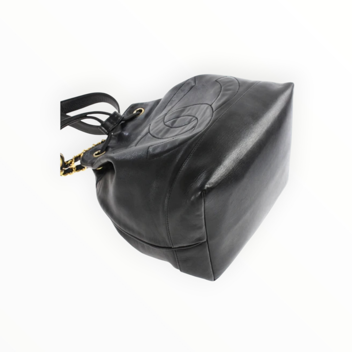 Sac seau Chanel en cuir noir
