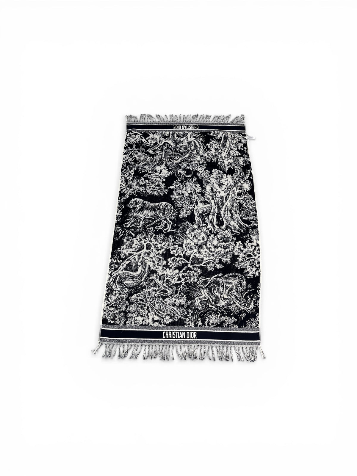 Christian Dior reversible beach towel – navy & white toile de Jouy motif