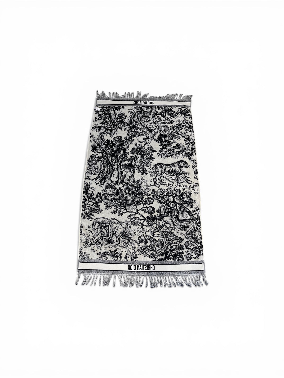 Christian Dior reversible beach towel – navy & white toile de Jouy motif