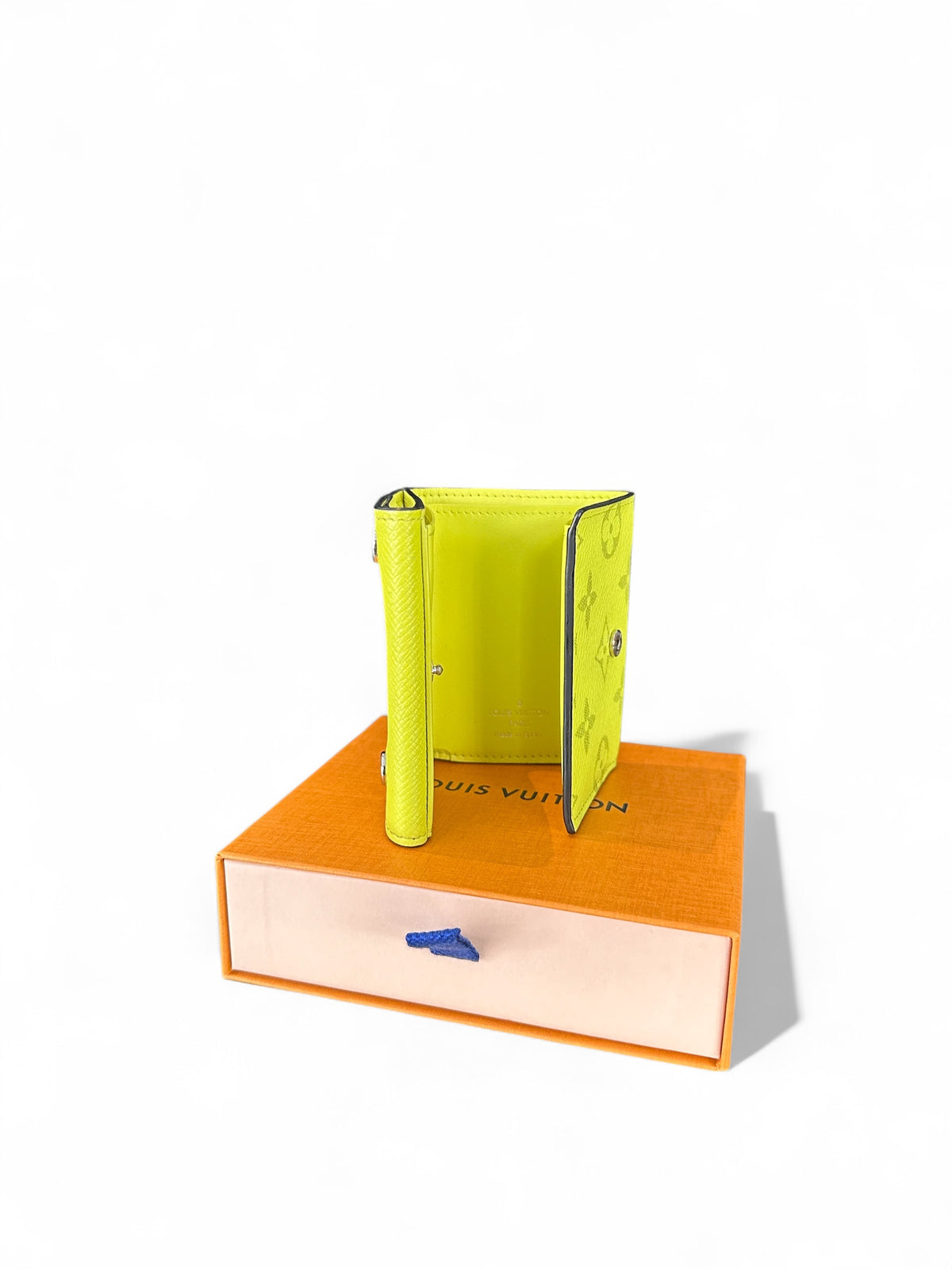 Porte-cartes à bouton pression Louis Vuitton Monogram Jaune Fluo