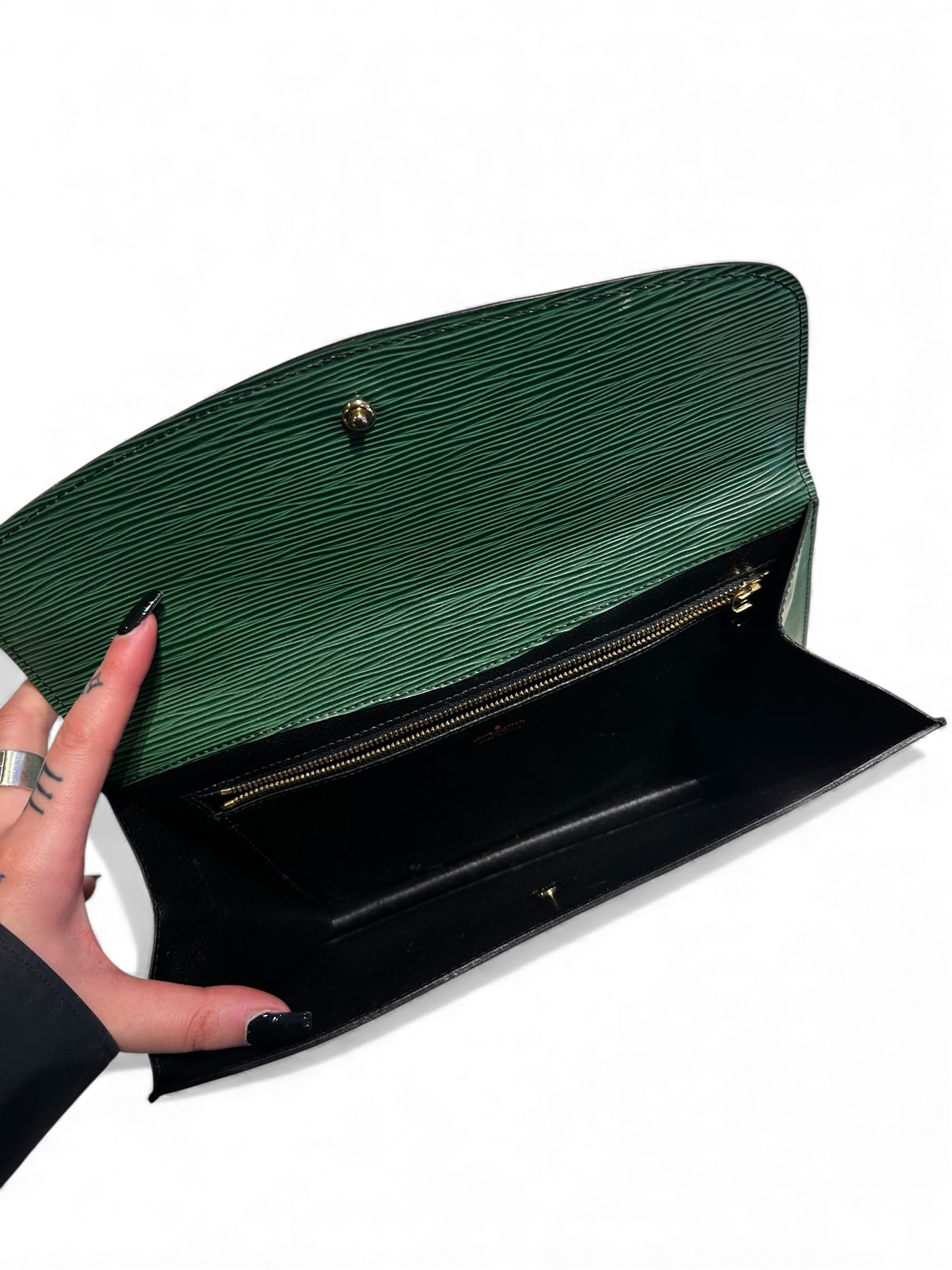 Pochette Louis Vuitton vert cuir épi - vintage