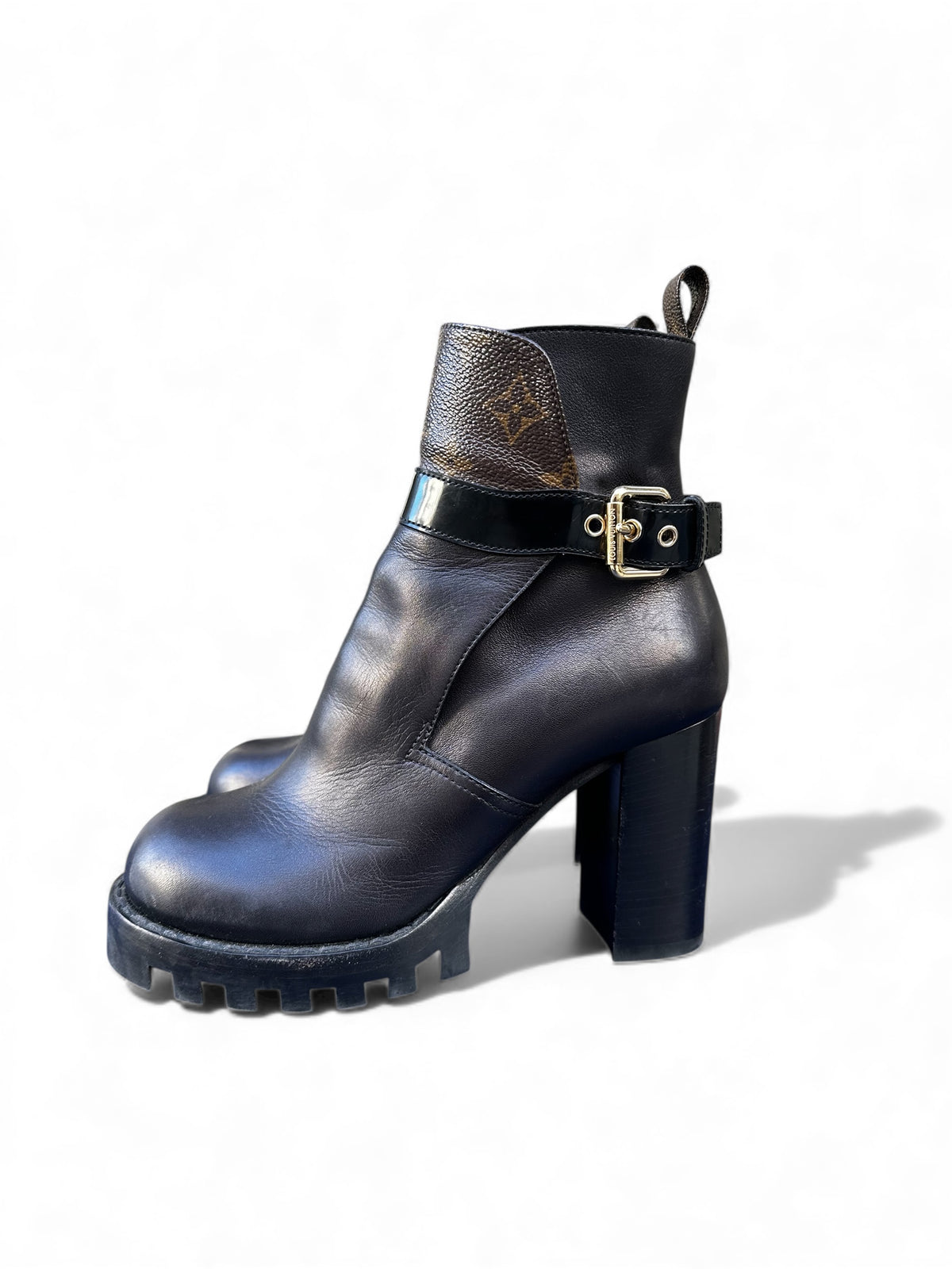 Leather ankle boots with Louis Vuitton monogram
