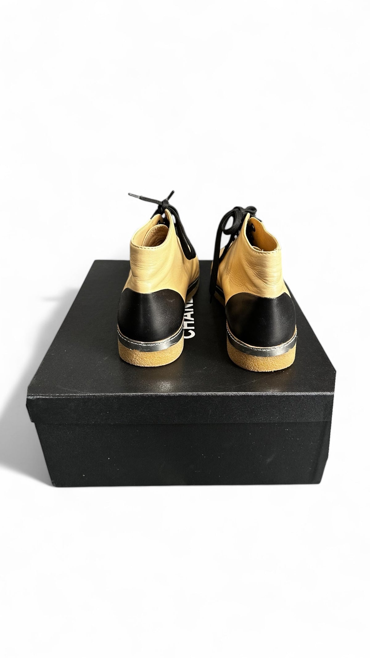 Chanel – two-tone lambskin ankle boots