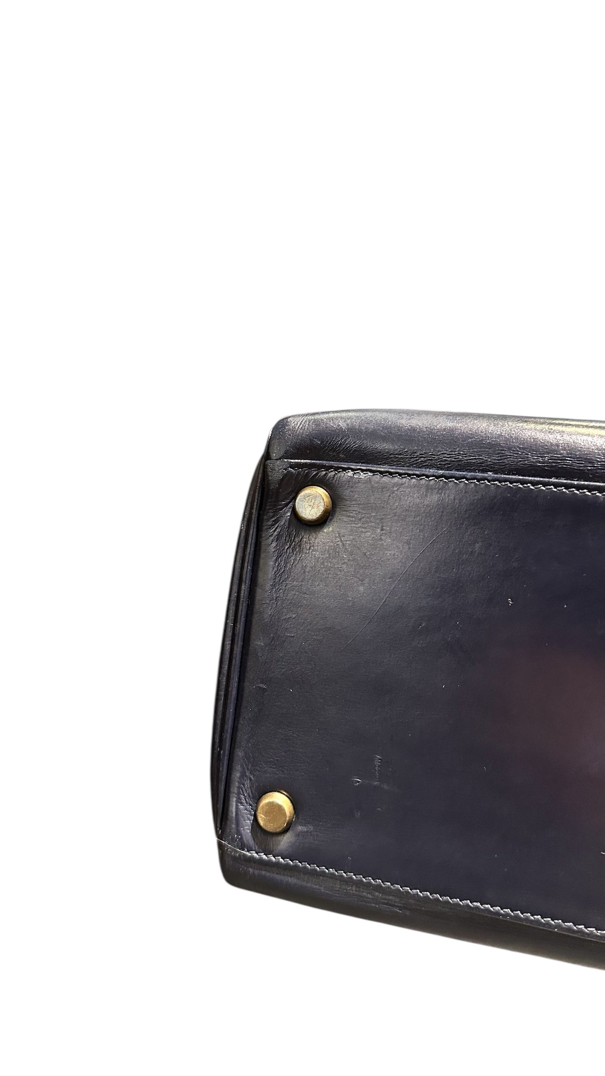 Hermès – Vintage 1971 Kelly bag in navy blue Box leather, gold hardware
