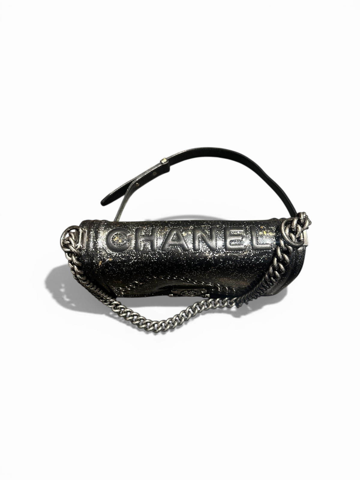 Chanel Boy Old Medium – Crystal Glitter (argent)