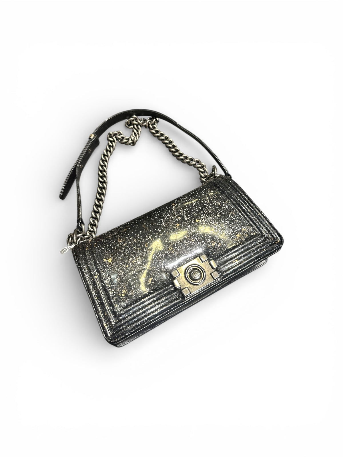 Chanel Boy Old Medium – Crystal Glitter (argent)