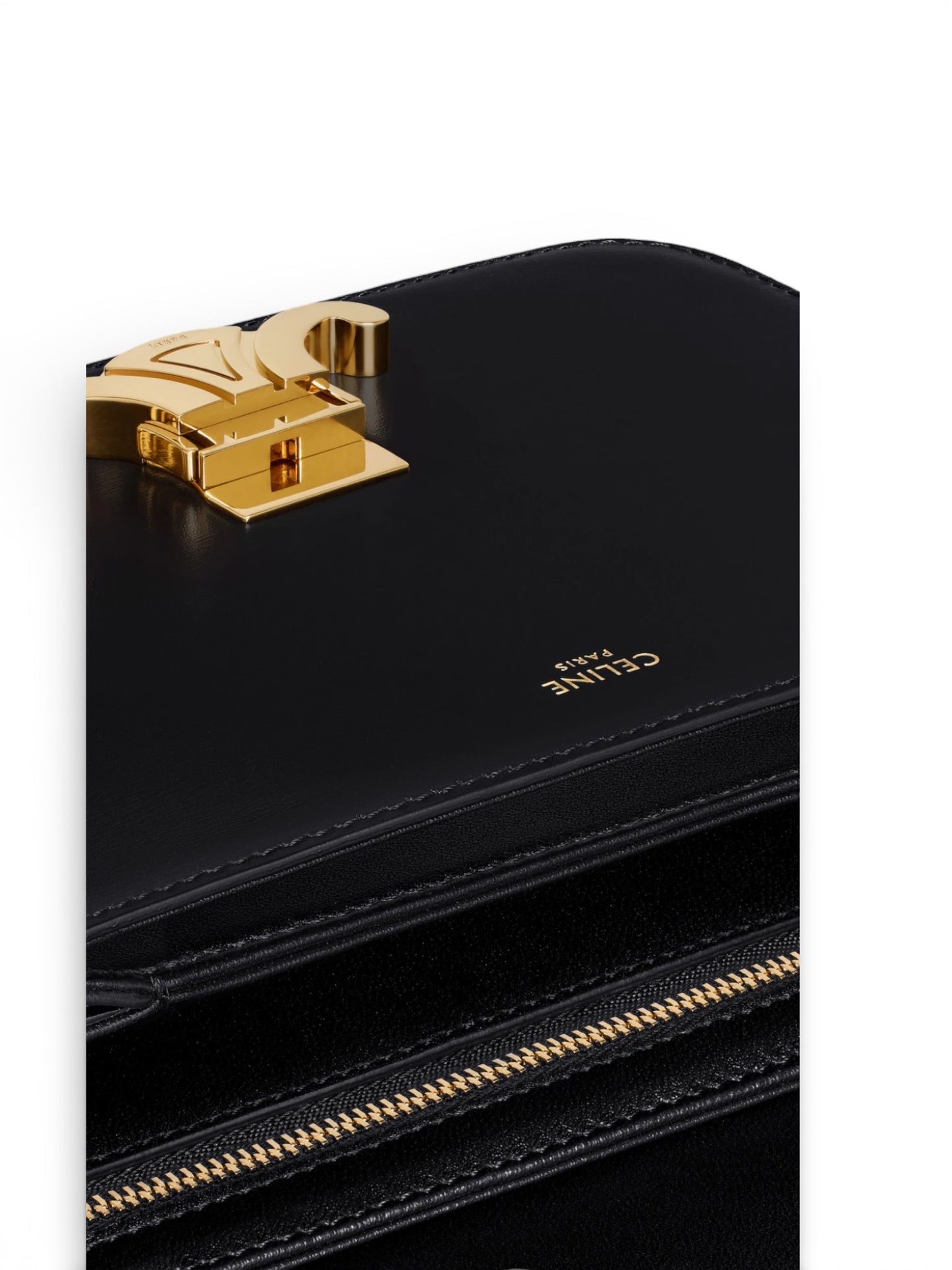 Sac Celine Triomphe en cuir lisse noir