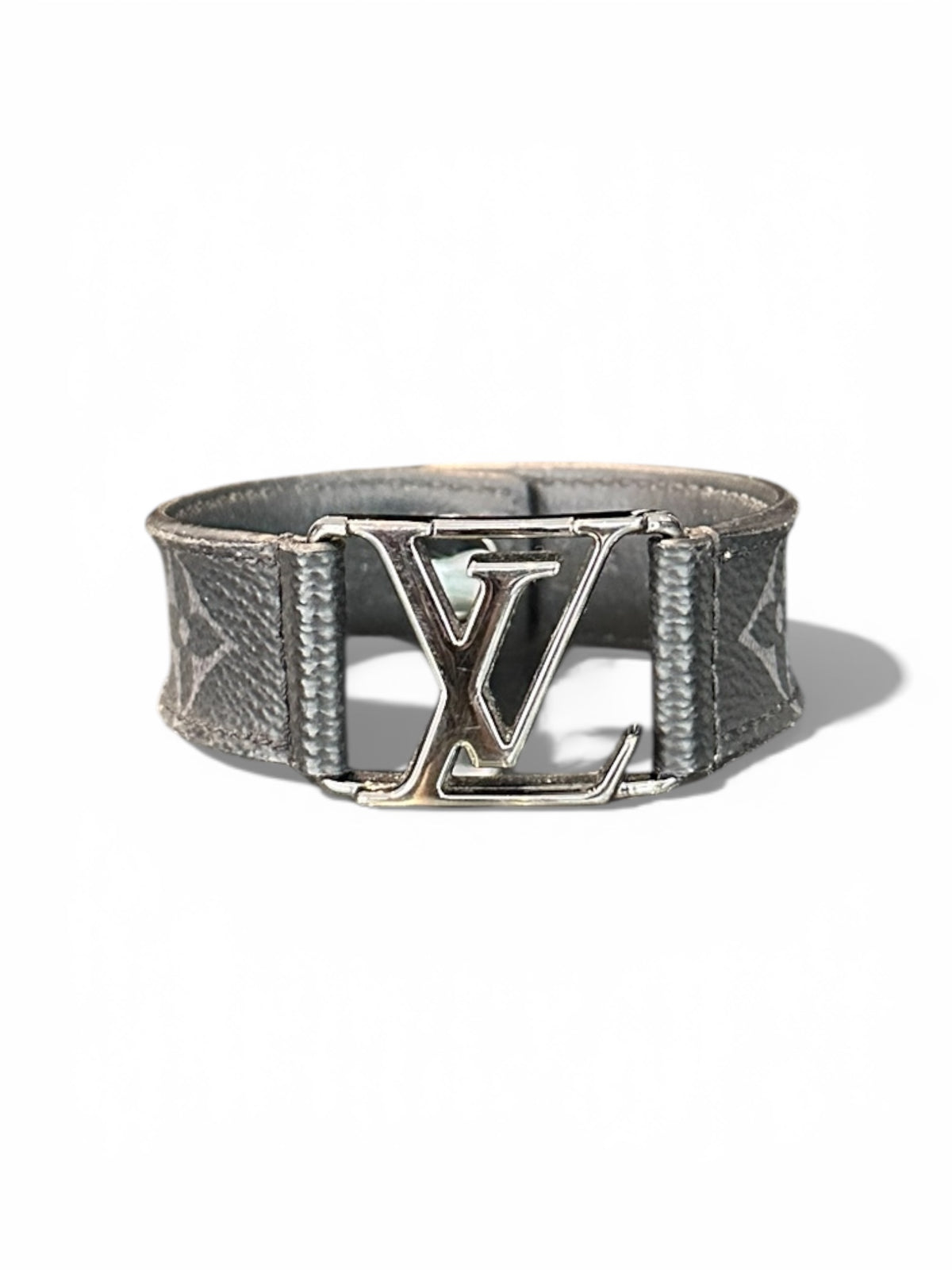 Bracelet Louis Vuitton – Monogram Eclipse, fermoir LV argenté