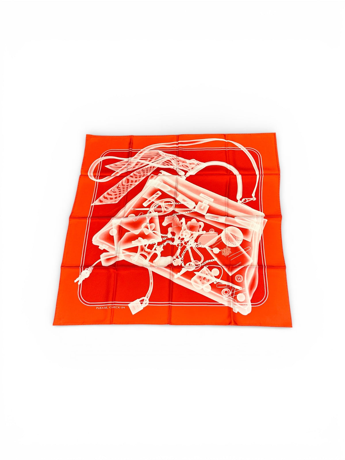 90cm "please check in" silk twill scarf - 2020 Hermès