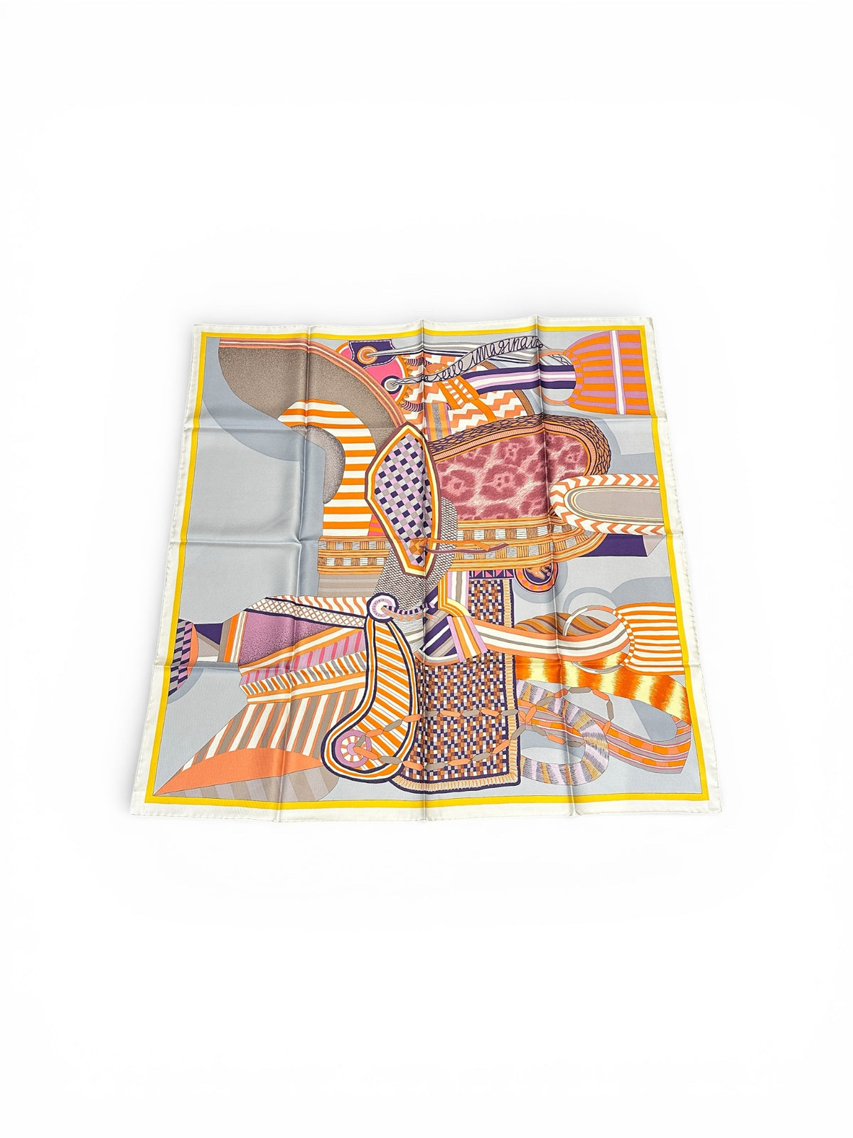 Carré 90 Hermes " la selle imaginaire" soie -