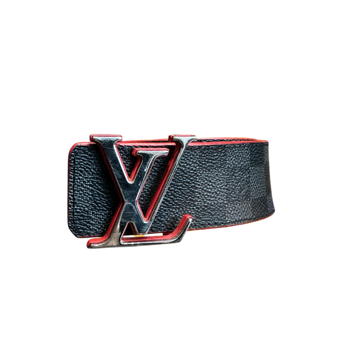 Ceinture LV Initiales cuir noir