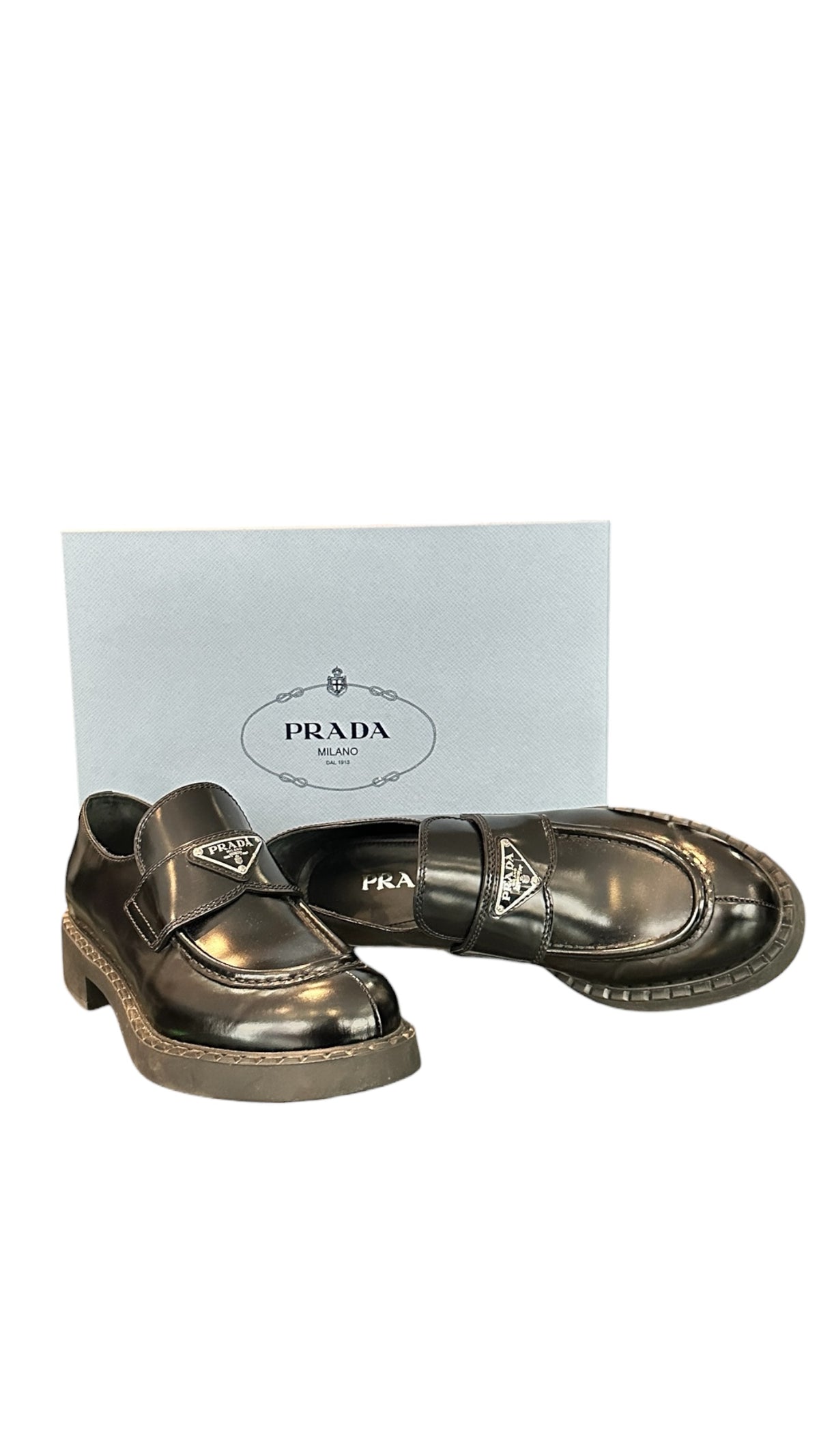 Prada Black Leather Loafers - 40