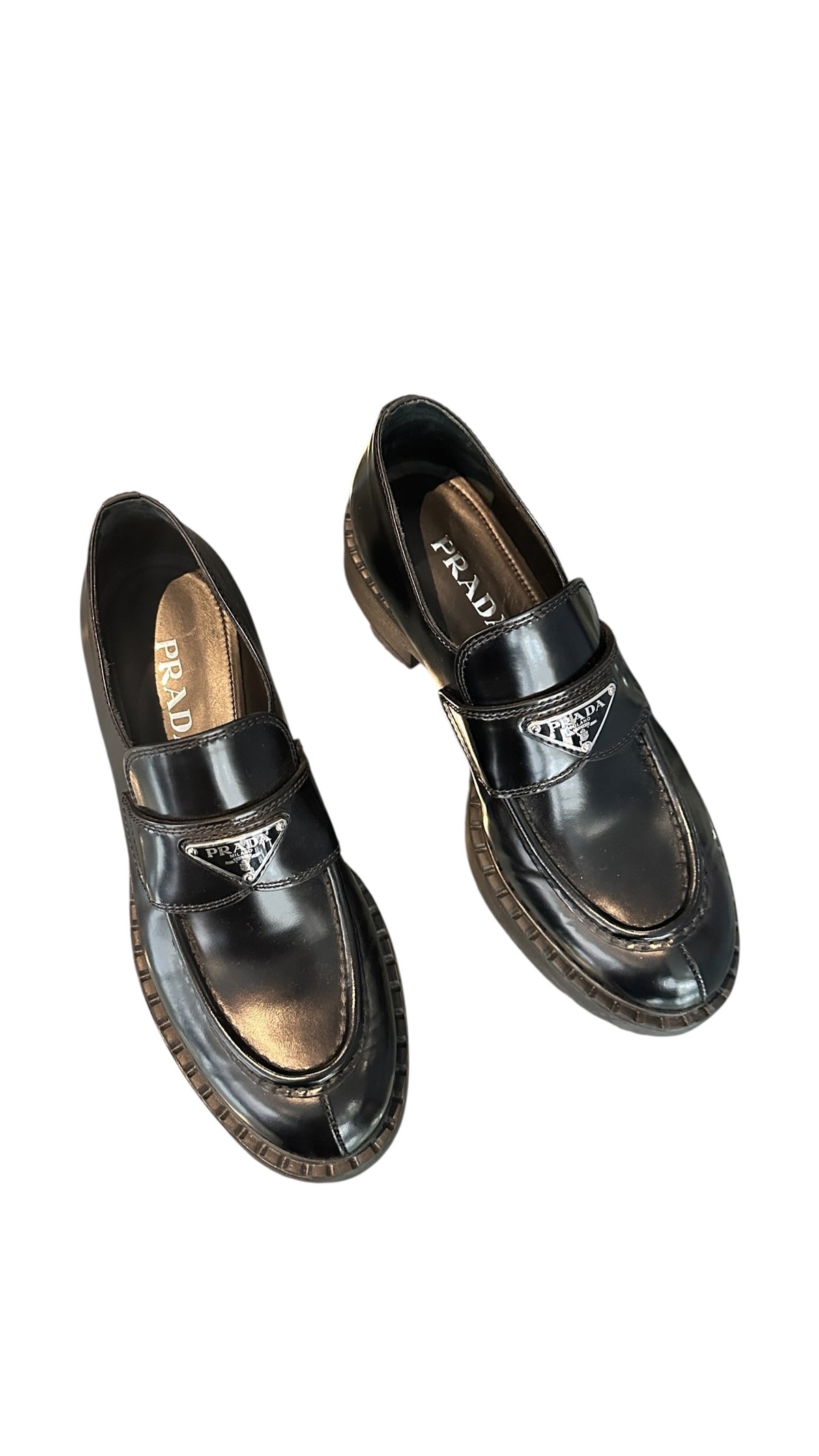 Prada Black Leather Loafers - 40