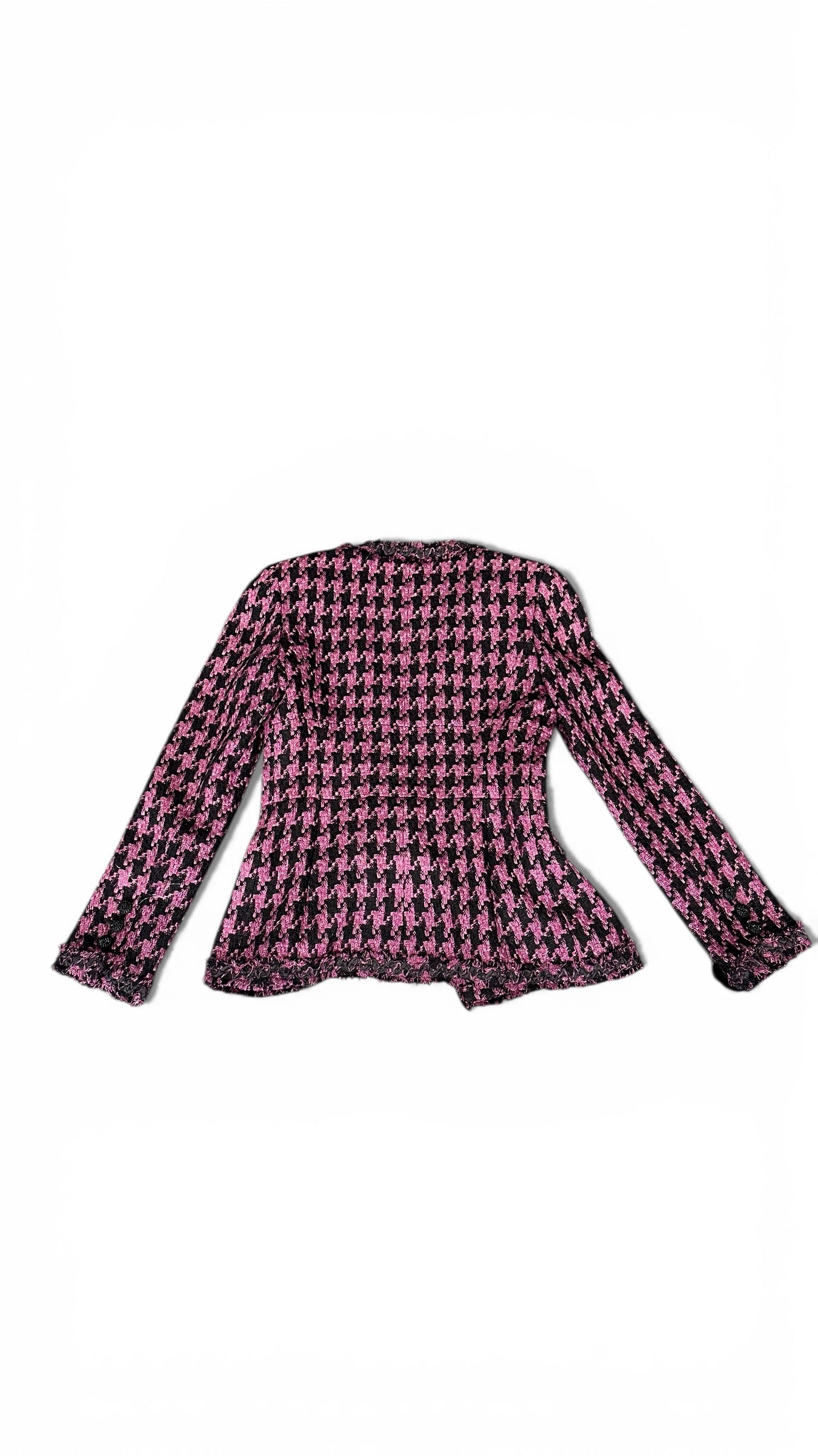 Veste Chanel tweed pied-de-poule rose noir – Collection Printemps 2013