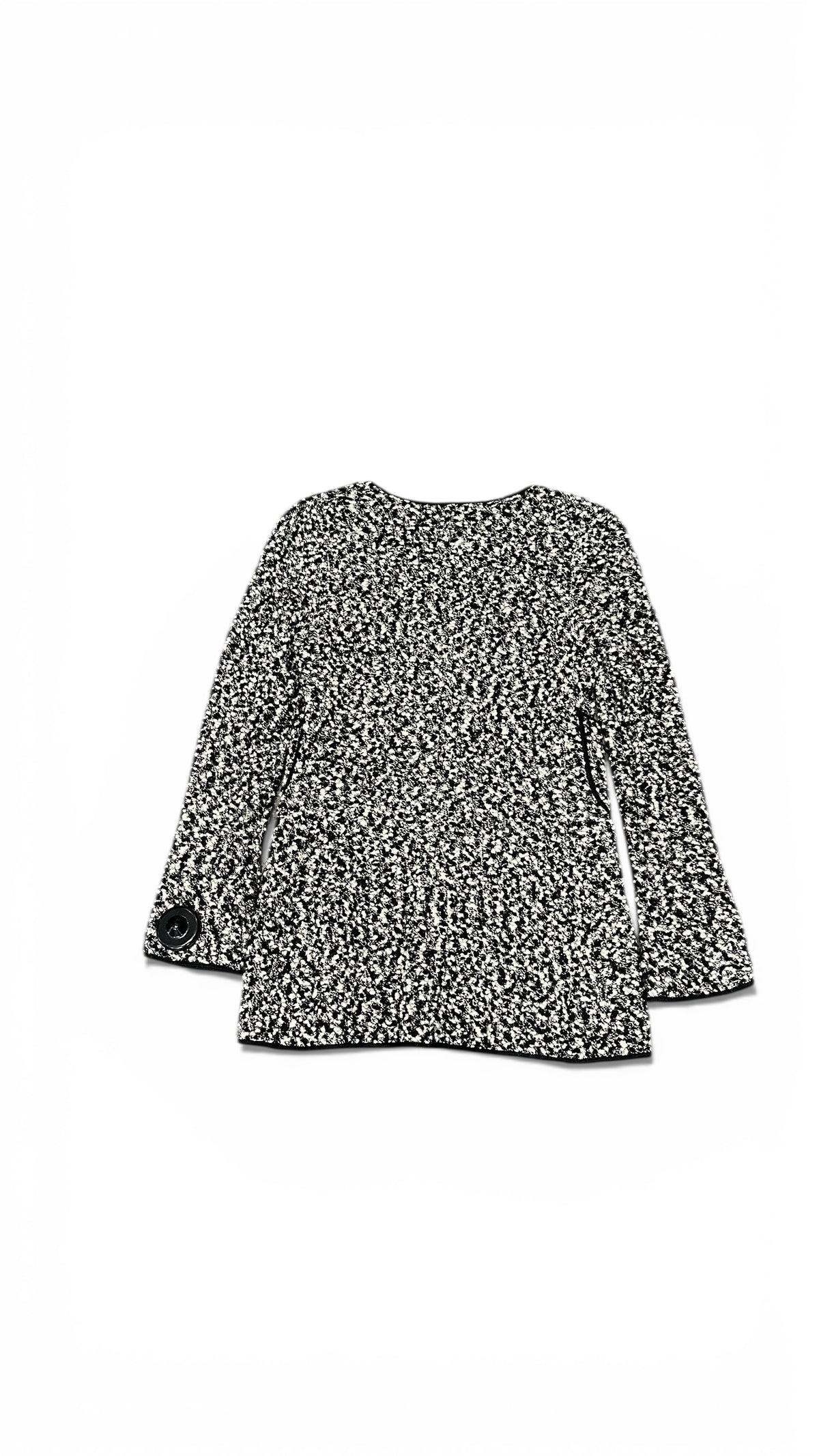 Ensemble Chanel Boutique – Tweed noir & blanc irisé (Taille 36)
