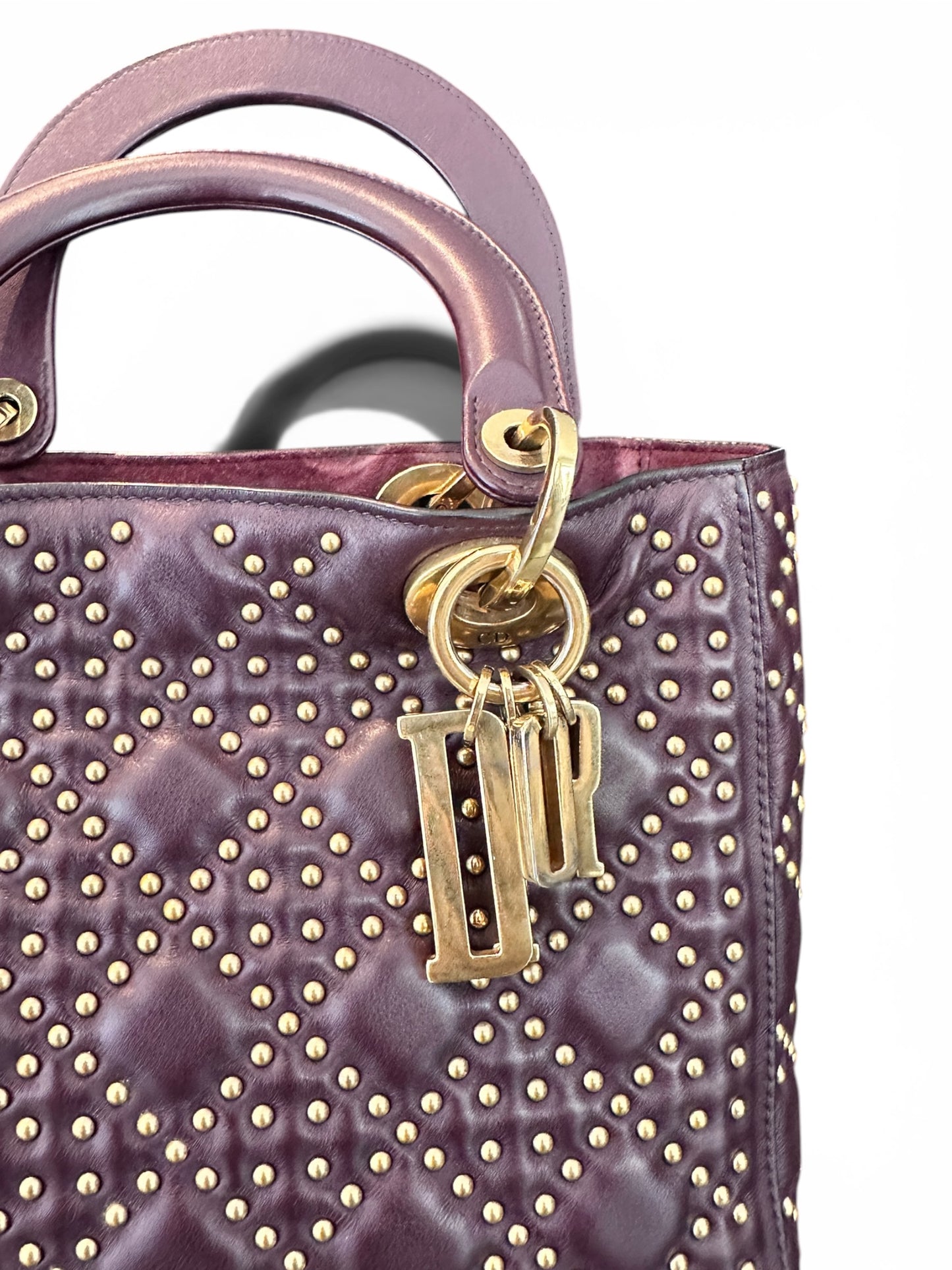 Christian Dior Lady Dior Medium Cannage Clouté Bordeaux.