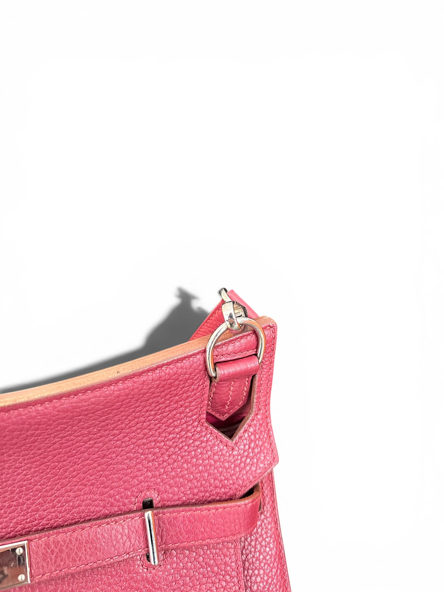 Sac Hermès Jypsière 28 en cuir Taurillon Clémence coloris Rose Tyrien