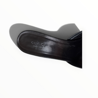 Mules Gucci noires à mors argenté (Gucci Tom Ford)