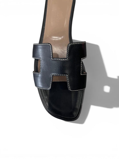 Hermès Oran Sandals – Black leather – Size 37.5