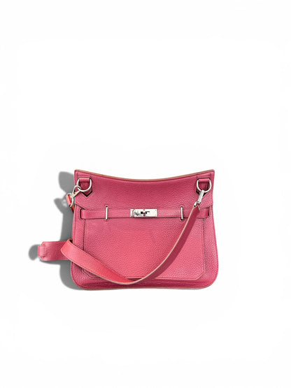 Sac Hermès Jypsière 28 en cuir Taurillon Clémence coloris Rose Tyrien
