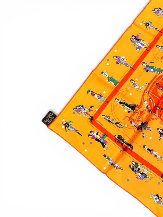 Hermès – Carré 70 “Ex-Libris Les Parisiennes” – Soie – Orange