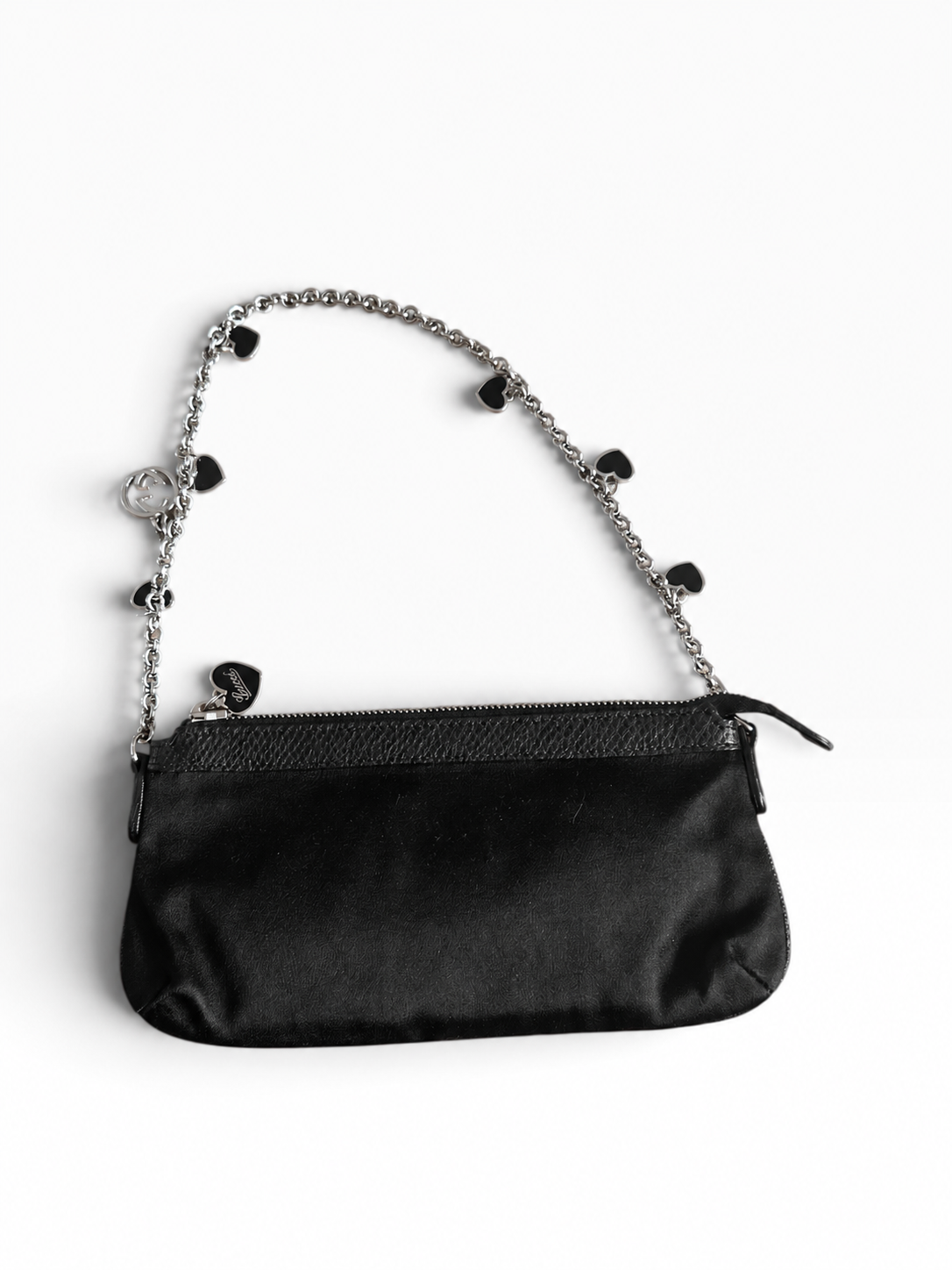 Pochette Gucci Charm Chain – Satin noir