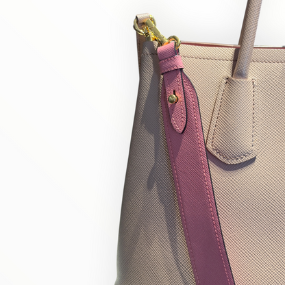 Sac Prada Galleria en cuir Saffiano beige et rose
