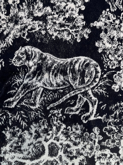 Christian Dior reversible beach towel – navy & white toile de Jouy motif