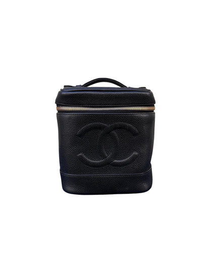 Chanel black grained leather vanity case – embossed CC logo