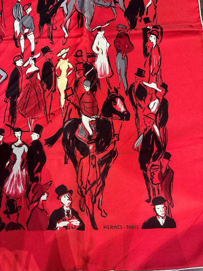 Carré Hermès 90 « Paddock » – Rouge