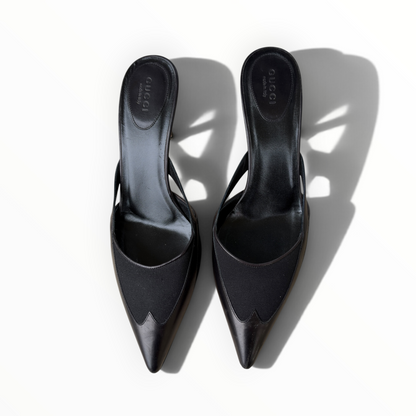 Mules Gucci noires à bout pointu  (Gucci Tom Ford)