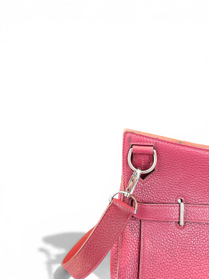 Sac Hermès Jypsière 28 en cuir Taurillon Clémence coloris Rose Tyrien