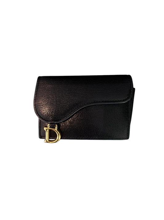 Christian Dior Black Leather Saddle Card Holder