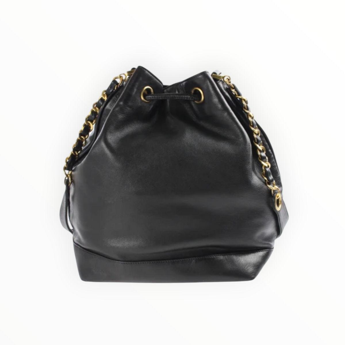 Sac seau Chanel en cuir noir