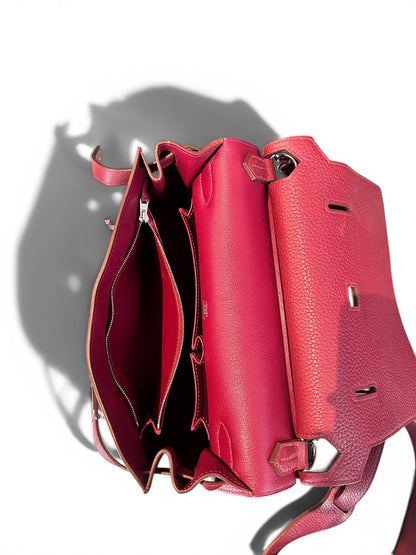 Sac Hermès Jypsière 28 en cuir Taurillon Clémence coloris Rose Tyrien